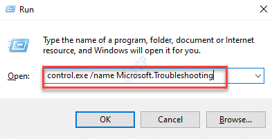 เรียกใช้คำสั่ง Control.exe ชื่อ Microsoft.troubleshooting Enter