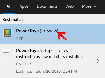 검색 시작 Powertoys 더블 클릭 결과