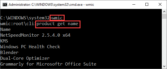 Wmic Produkt Min