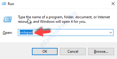 Win + R เรียกใช้คำสั่งค้นหา Notepad Enter