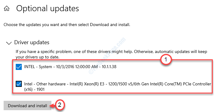 Atualização de driver opcional