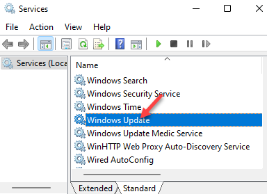 Szolgáltatások nevei Windows Update