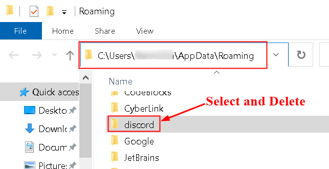 Discord App Data Odstrániť priečinok Min
