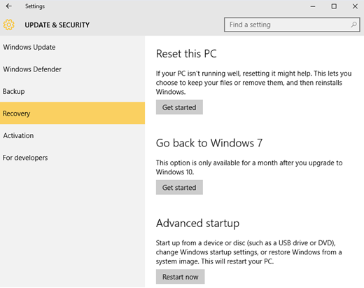 Windows 10 downgrade_3