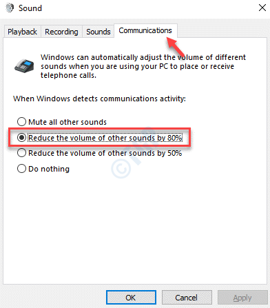 Las comunicaciones de sonido reducen el volumen de otros sonidos en 80 Ok