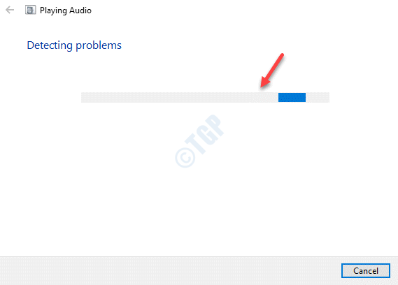 El solucionador de problemas de sonido comienza a detectar problemas