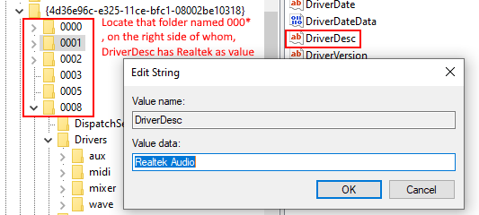 Realtek Audio Panel frontal Deshabilitar Regedit