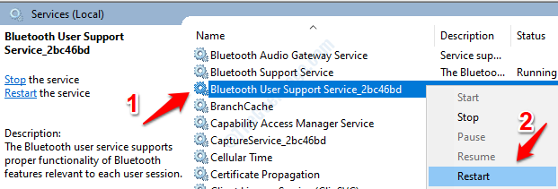 Start Bluetooth-tjenesten på nytt