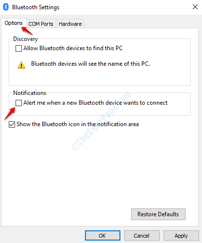 Bluetooth deaktiver varsel