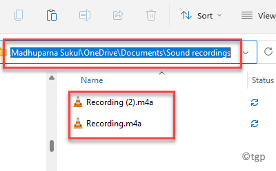 File Explorer Навигирайте до Onedrive Path Sound Rcordings Папка Достъп до файлове за запис