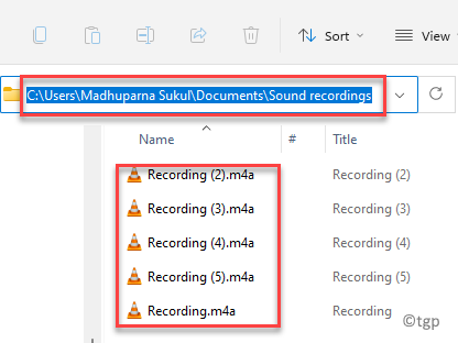 File Explorer Навигирайте до Path Sound Rcordings Папка Достъп до записващи файлове