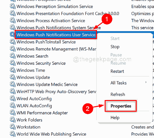 Windows Push Notification felhasználói szolgáltatás tulajdonságai 11zon