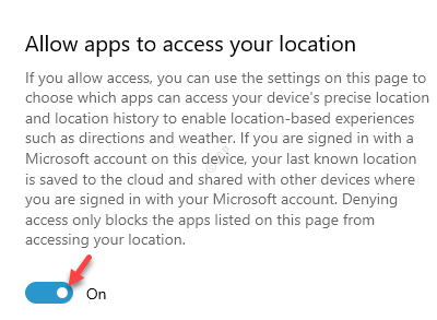 Permitir que las aplicaciones accedan a su ubicación Activar