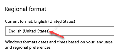 Región Formato regional Inglés (Estados Unidos)