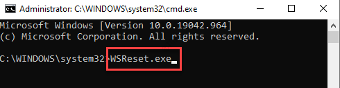 Símbolo del sistema (administrador) Ejecutar comando para borrar la memoria caché de Windows Store Enter