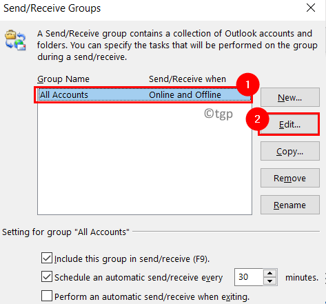 Grupos de envío y recepción de Outlook mín.