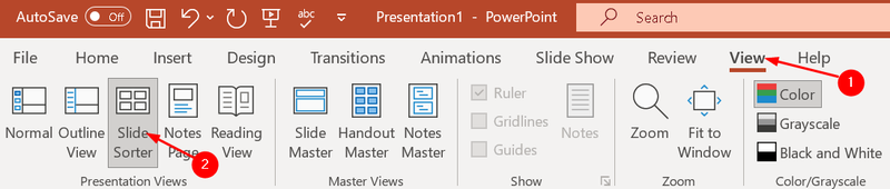 PowerPoint View Slide Sorter