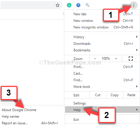 เบราว์เซอร์ Chrome จุดแนวตั้งสามจุดช่วยเกี่ยวกับ Googe Chrome