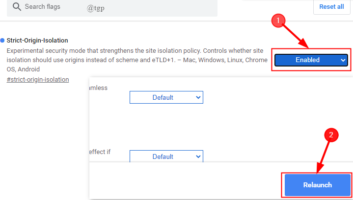 Website-Isolierung Chrome neu starten