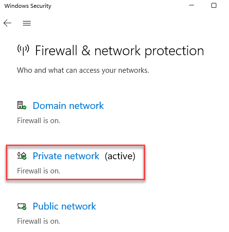 Windows Security Firewall a ochrana siete Súkromná sieť