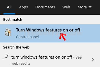 Рабочий стол Пуск Включение или отключение функций Windows Нажмите на результат
