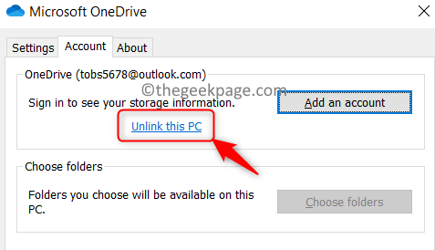 Dissocier le compte Onedrive Min