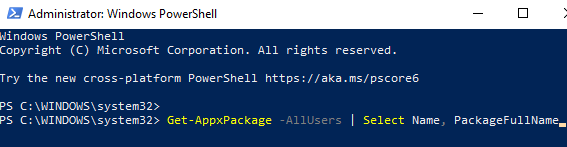 Windows Powershell (ผู้ดูแลระบบ) เรียกใช้คำสั่งเพื่อรับ Pfn