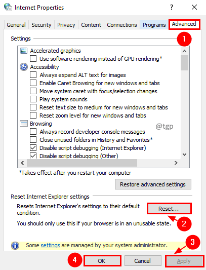 Odnosno Reset Min