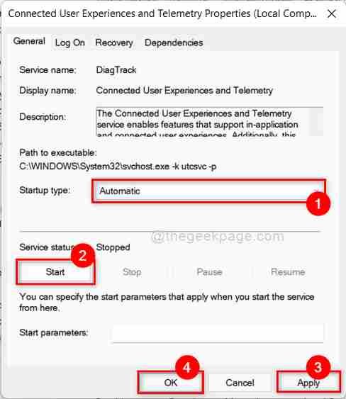 Spustite službu Connected User Experiences and Telemetric Service 11zon