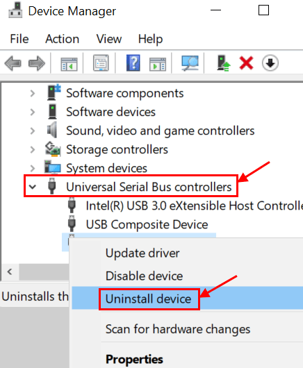 Administrador de dispositivos Desinstalación USB Min (1)