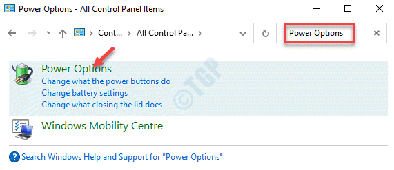Opciones de energía del cuadro de búsqueda del panel de control