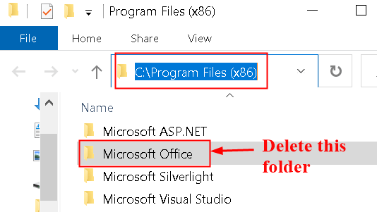 Удалить папку Office X86 мин.