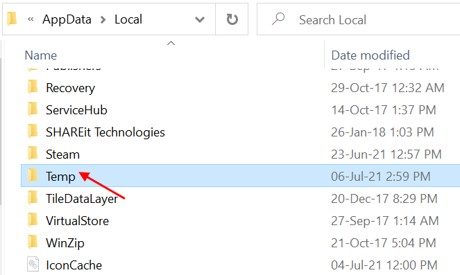 Временная папка Windows Мин.