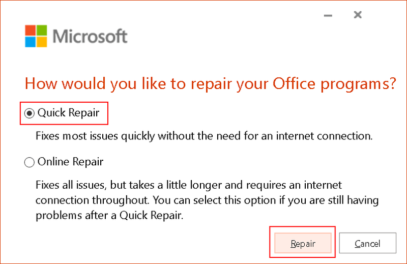 Параметры восстановления Ms Office Мин.