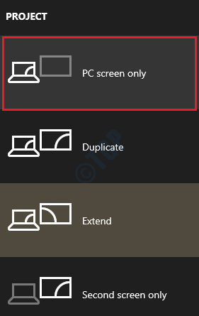 4 Pantalla de PC de proyecto solamente