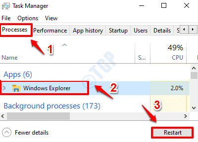 3 Reinicie el Explorador de Windows