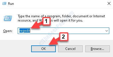 Win + R قم بتشغيل الأمر Regedit موافق