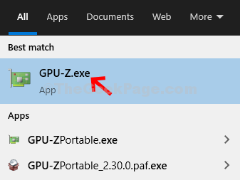 Spustite program Gpu Z.exe Enter
