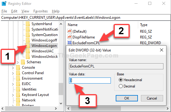 Windowslogon Excludefromcpl dáta kliknutia na dvojité kliknutie 0