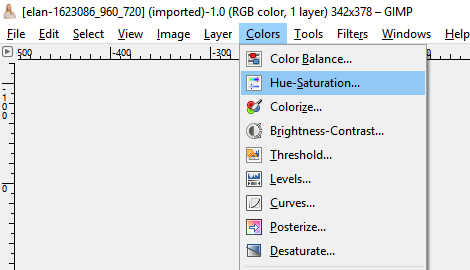 اختر Hue Saturation ناقص 100