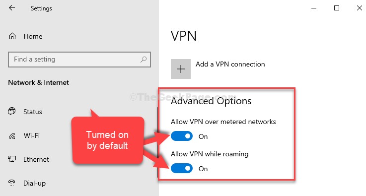 Zaawansowane opcje VPN Obie opcje są domyślnie włączone