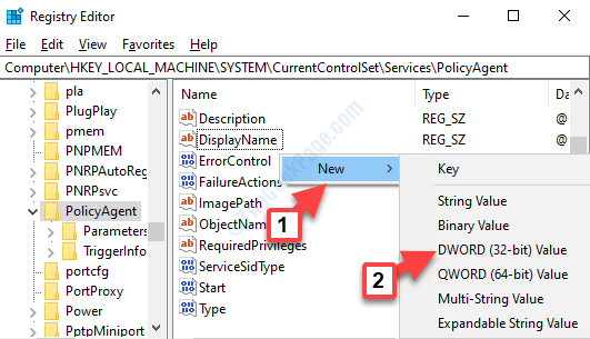 Editor del registro Navegue a la ruta Lado derecho Haga clic con el botón derecho en Nueva Dword (32 bits)