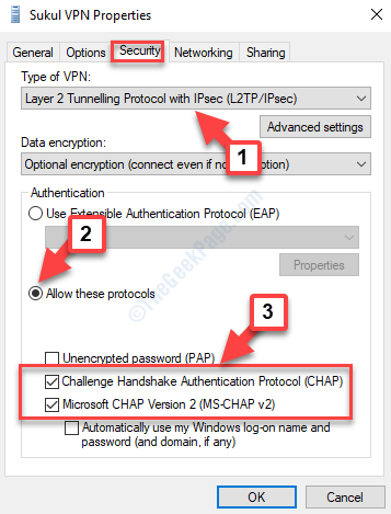 Vpn Properties Тип сигурност на Vpn Разреши тези протоколи Chap Ms Chap V2