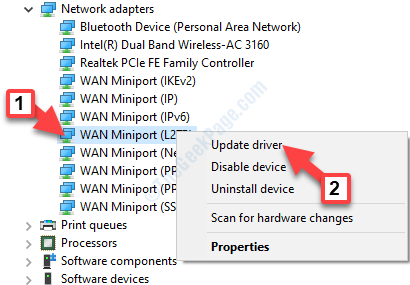 Wan Miniport (l2tp) Wan Miniport (monitor de red) Haga clic con el botón derecho en Actualizar controlador