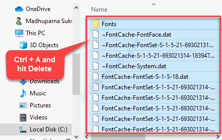 Fontcache-map Ctrl + A Verwijderen