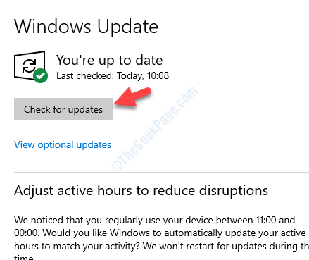 التحديث والأمان Windows Update تحقق من وجود تحديثات