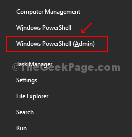 Paina Win + X, valitse Windows Powershell (admin) valikosta