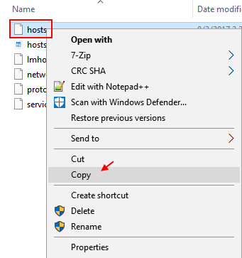 Hosts Dosyasını Kopyala Windows 10