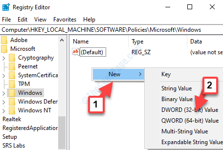 Rechterzijde Leeg gebied Klik met de rechtermuisknop op Nieuwe Dword (32-bits) waarde