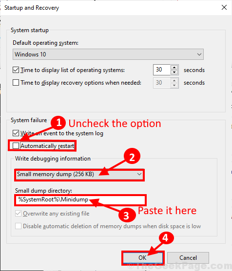 Minidump systeemeigenschappen